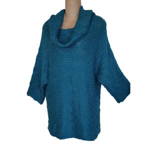 VTG Calvin Klein Jeans Cowl Sweater XL Wool Blend Soft Knit TURQUOISE